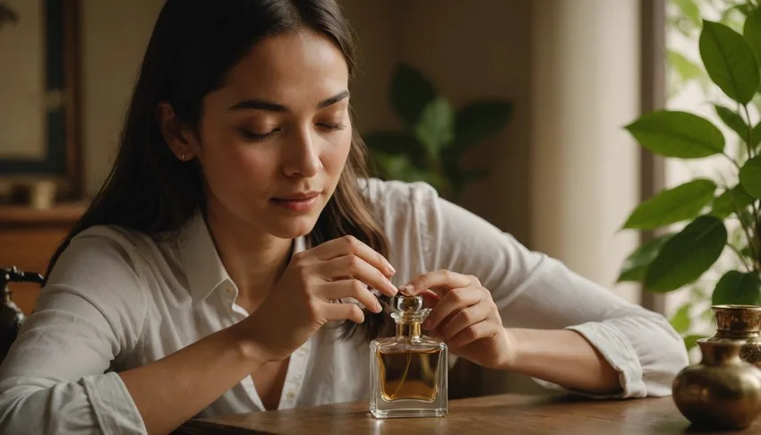 une femme sent un parfum